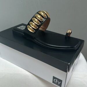 Dolce Vita Black Sandals with Gold Accents